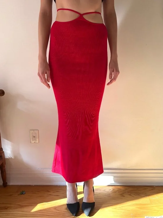 Red miyake archive skirt (S) - Picture 1 of 4